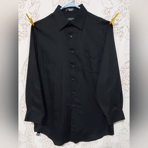 George Sateen black dress shirt size Large invM370